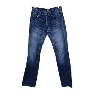 PRPS Barracuda Jeans Mens 34 x 33 Blue Distressed Button Fly Cotton Linen Grunge